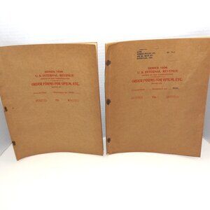 1940s 2 Pc Vintage 9 Pg U.S. Internal Revenue Order Forms Books For Opium, Etc.